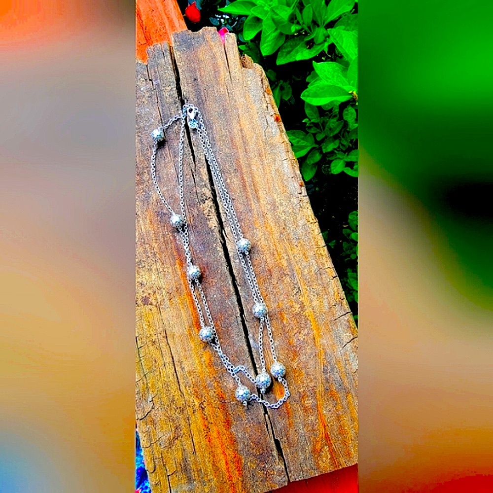 John Hardy station necklace sterling silver 925, 36 inches long. Balls design.